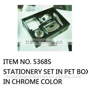 Chrome plated stationery set