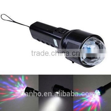 2016 new wholesale bright 3W RGB Crystal Ball Effect Light LED Rotating Stage Flashlight