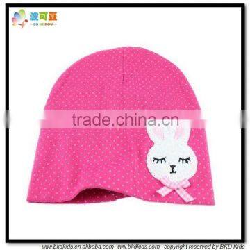 BKD OEM service infant girls caps with handmade bow baby caps