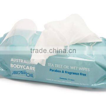 body care tea tree oil wet wipes/OEM wet wipe