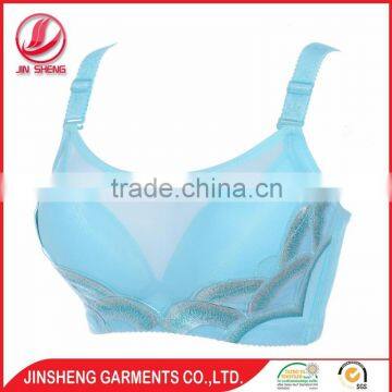 Adjustable high quality blue sexy lace bra transparent lace bra