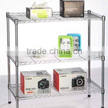 3 Tiers Steel Metro Shelf ;Steel Wire Shelf System With Chrome Finish