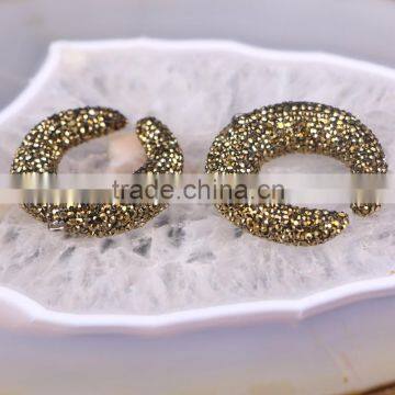 Fashion Pave Crystal Zircon Double Horn Druzy Stone Pendant, Simple Design Pendant Jewelry For Women photo-3