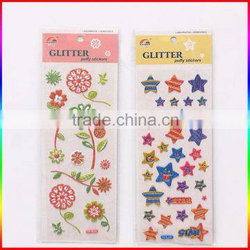 Flowers Glitter Powder Puffy Stickers photo-2
