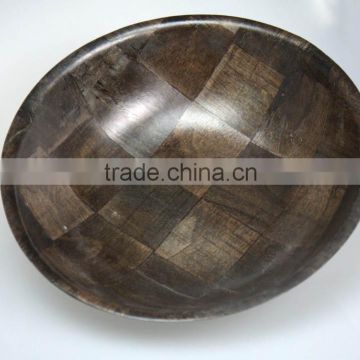 Black Spray Lacquer Round Wooden Bowl