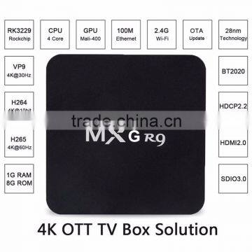 2016 New MXG R9 Android 5.1 tv Box Quad-Core 64bit Rockchip RK3229 4k Ott