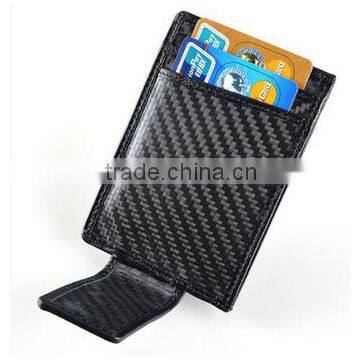 Multi-functional carbon fiber genuine leather wallet