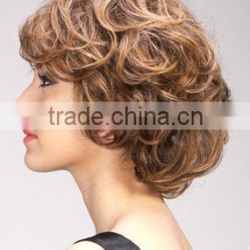 Highlight curly hair wigs for women, short hair style supplier