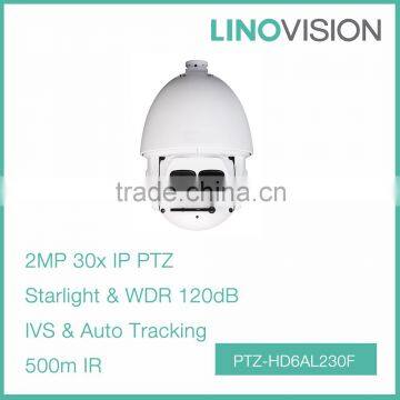 Full HD 2MP Auto-tracking and IVS 30x Star Light 500m IR Network PTZ Dome Camera