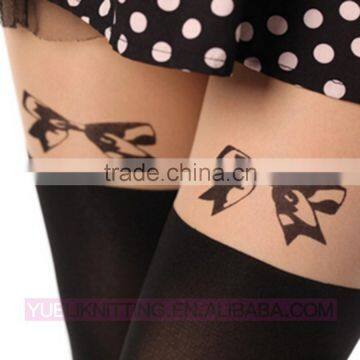 New Fashion Beautiful Picture Printed Fake High Knee Pantyhose, Lady Printing Pantyhose Cool