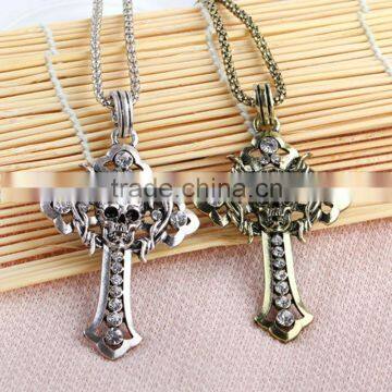 Hotsale Fashion Design plated alloy cross and skull pendant necklace(AM-XL16)