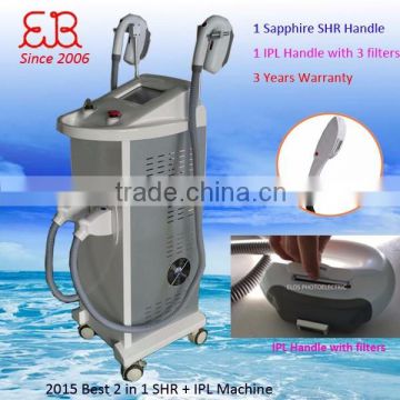 SHR IPL combination machine with 2 handles Germany flash lamp