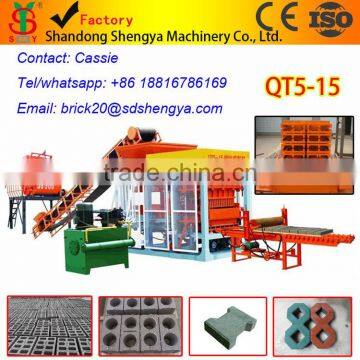 Shengya germany technolog QT5-15 automatically hydroform concrete hollow block machines,paver machines,curb stone machines