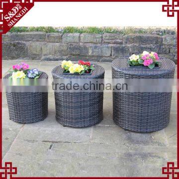 Wholesale set of 3 resin wicker garden round african flower pots
