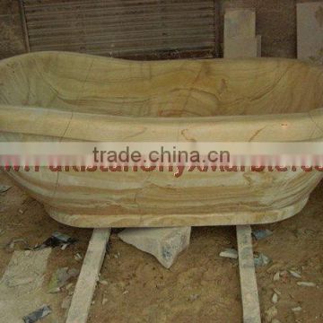 solid teakwood sadstone bathtub in teak texture