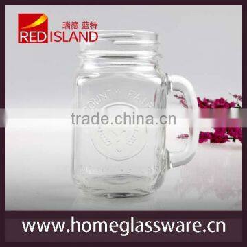 300-600ml glass manson jar with handle and lid