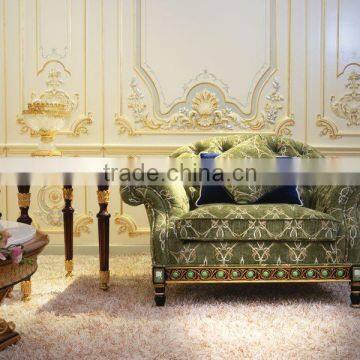 Luxury French Design New Classic Navy Fabric Sofa/ Elegant Palace Hand Carved Wooden Living Room Furniture Sofa Set photo-5