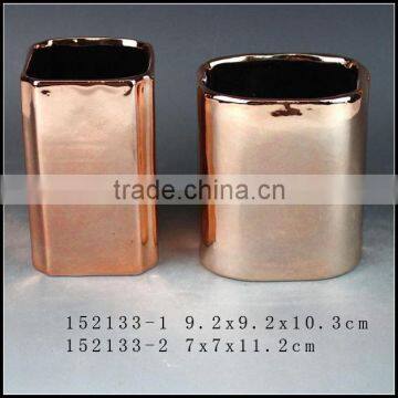 Classic Rose Gold European Stoneware Vase photo-3