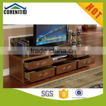2016 New Design European Vintage Chesterfeild Style Top Grain Leather tv Stand/tv Cabinet and Home Furniture