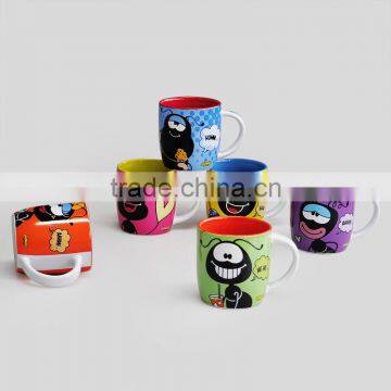 belly-shape mug with decal,different color inside and outside