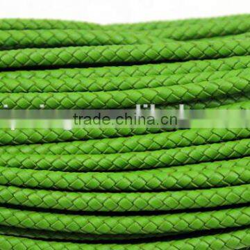 100% handmade weave 4mm diameter green real leather cord