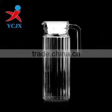 1000ml Transparent Glass Stripe Beverage Jug