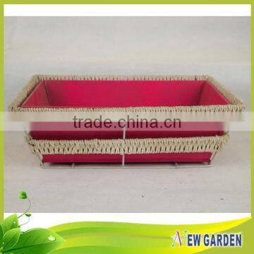 Garden Wholesale Rattan Woven Metal Frame Outdoor Oval Planter Flower Pots photo-2