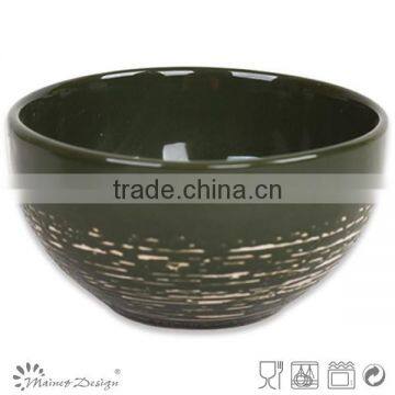 round shape ceramic rice bowl with silk screen antique brush