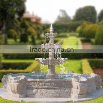 Outdoor Garden Decoration Popular Design White Large Marble Stone Fountain Water photo-2