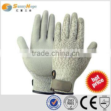 SUNNYHOPE adjustment cuff cut resistant work gloves with PU coated