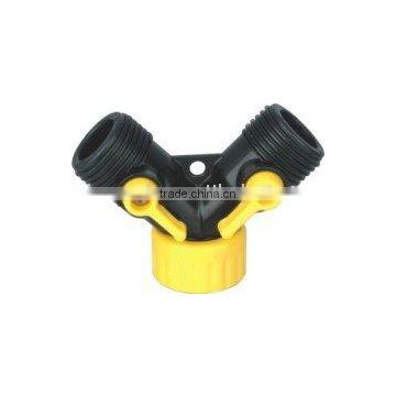 WD22001, "Y" plastic 2-way garden hose connector