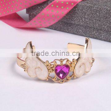 Crystal Heart Angel Wing Cuff Bangle Gold Angel Wing Cuff Bangle
