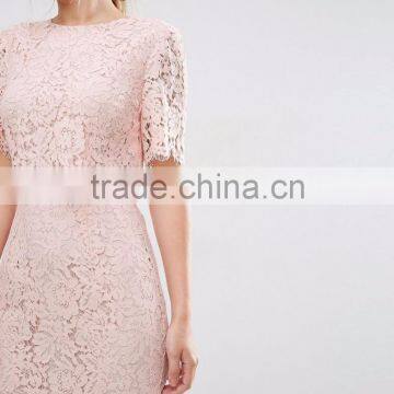Women's Lace Crop Top Midi Pencil Dress photo-3
