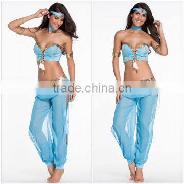 Women Sexy Turquoise Blue Egyptian Belly Dance Costum Lingerie Sets LD6045 photo-2