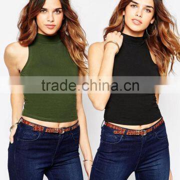 China factory OEM ODM 2015 new fashion customized Turtleneck Crop Top