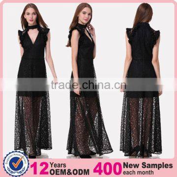 Domin fashion black patterns for lace long dress