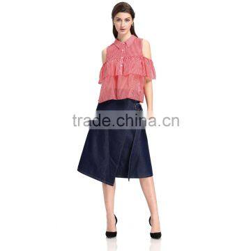 2017 Latest Fashion Short Design Factory Woman Jean Skirt photo-3