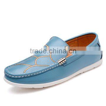 new style blue casual shoes fashion for men, slip on white peas shoes casual brand with leather from china factory