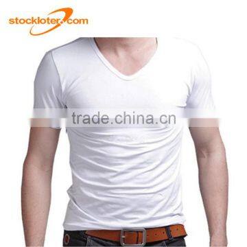 Stock Mens White Crew Neck And V Neck Tee T Shirts