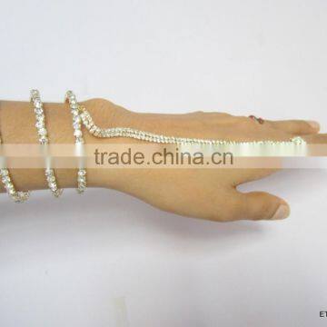 CZ SPIRAL HANDCOVER GYPSY BRACELET RING Gold Tone photo-2