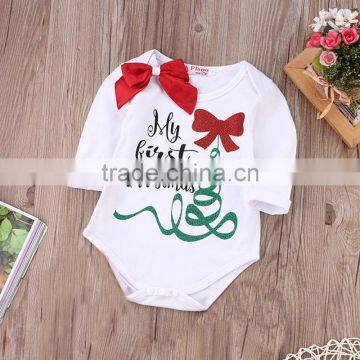 2017 new arrival latest Newborn baby clothes hot sale cotton kid Bodysuit Clothing Printed red christmas customize baby romper