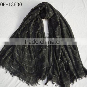 Fashion hot popular ladies mens 100%viscose tartan checked plaid scarf for Fall winter