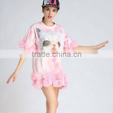 Kitten Printed Dress Chiffon Dress Sublimation Print Dress photo-2