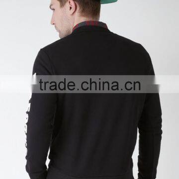 100% Cotton Black Printed Sweatshirt Round Neck Long Sleeves Sweaters For Man Custom Screen Printing Style Autumn Sweaters photo-4