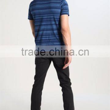 MGOO Slim Fit Horizontal Stripe T-shirts For Men Custom Short Sleeve T Shirt With Pocket photo-2