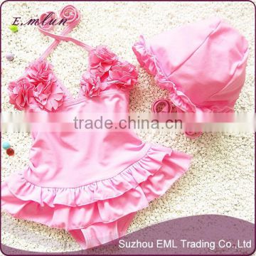 Lovely design one piece nylon baby girl swimsuit Korea style children's swimwear