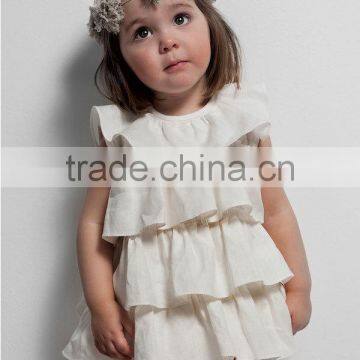 2017 New Designs Blouses Baby Girls Cotton Sleeveless Blouse Ruffle Design Cut Blouse For Chiffon