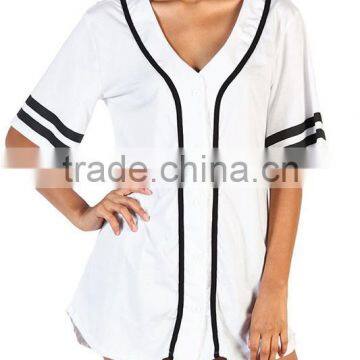 Sexy Ladies' Baseball Jersey Top White Blank Baseball Jersey Custom Loose Fit Jersey T Shirt Wholesale