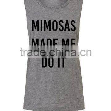 Soft Lightweight Womens Muscle Tank Grey/Black Deep Cut Workout Shirts OEM Running Top Gym Clothing photo-6