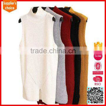 New design high neck pullover ladies acrylic knitting vest sleeveless